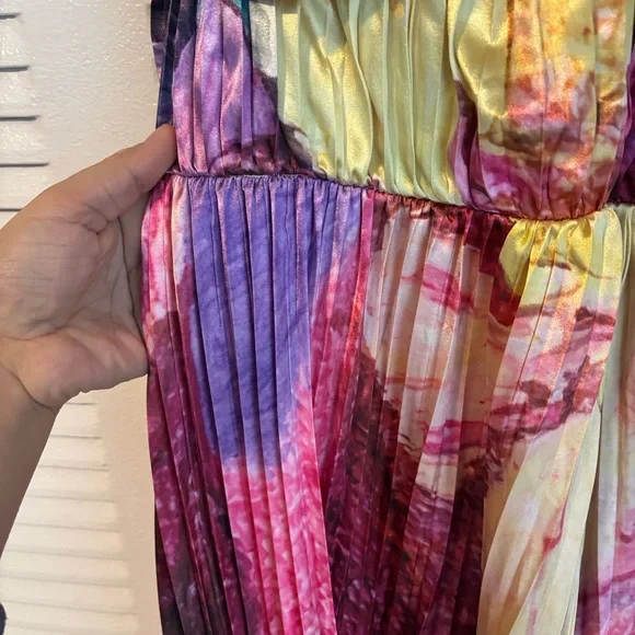 Elegant Pink and Yellow Floral Maxi Dress - Picture 4 of 16